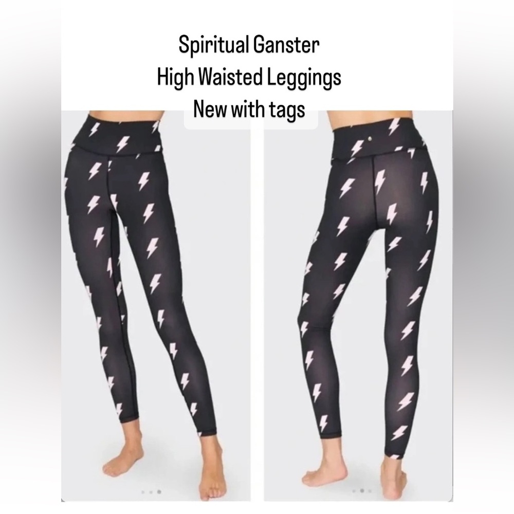 NWT!! Spiritual Gangster Essential High-Waist Lightning Bolt Print Leggings